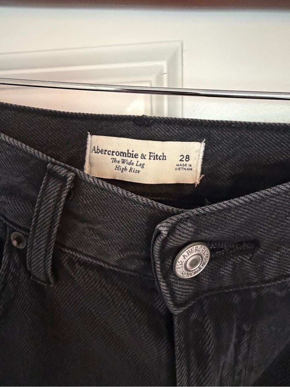 Abercrombie & Fitch Men's Wide Leg High-Rise Jeans - Charcoal Black